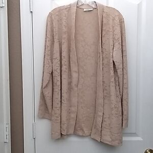 FINAL MARKDOWN Susan Graver Open Front Lacy Look Cardigan large